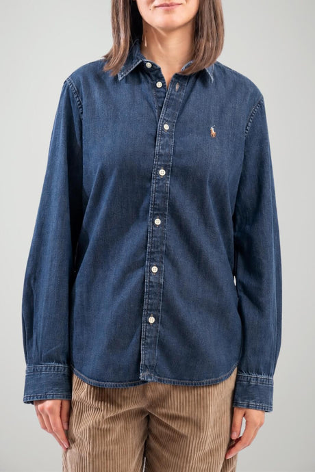 Polo Ralph Lauren Camicia Donna in denim con logo multicolore