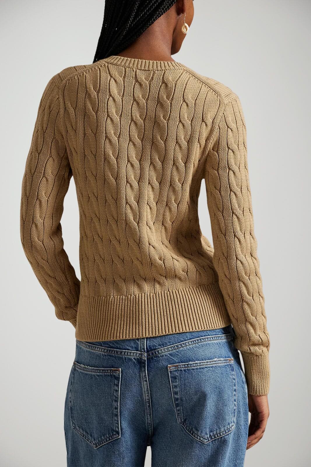 Polo Ralph Lauren Cardigan Donna a trecce / camel