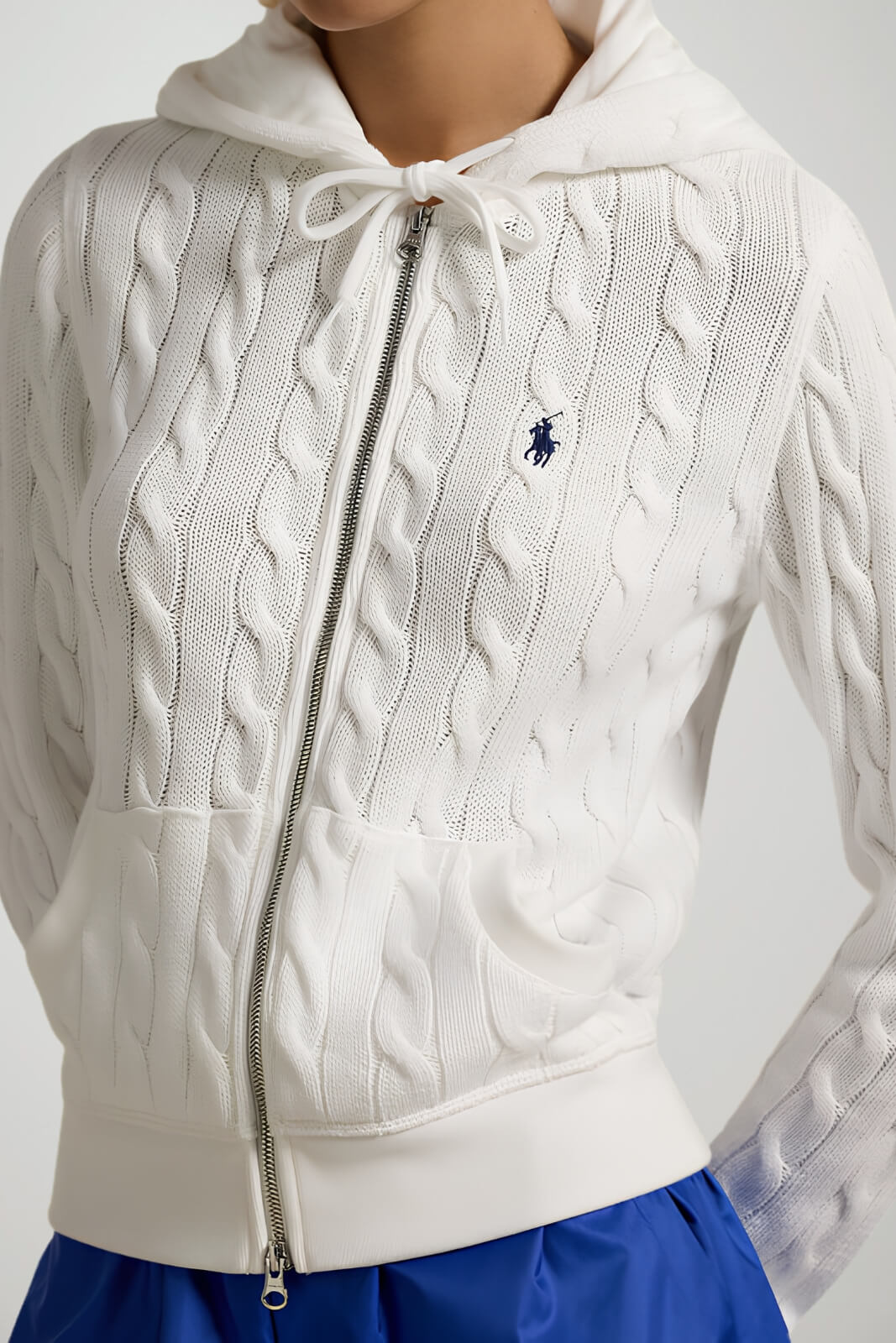 Polo Ralph Lauren Cardigan Donna a trecce con cappuccio