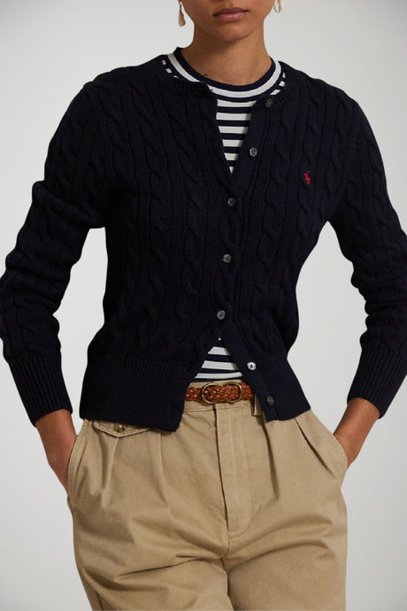 Polo Ralph Lauren Cardigan Donna a trecce navy