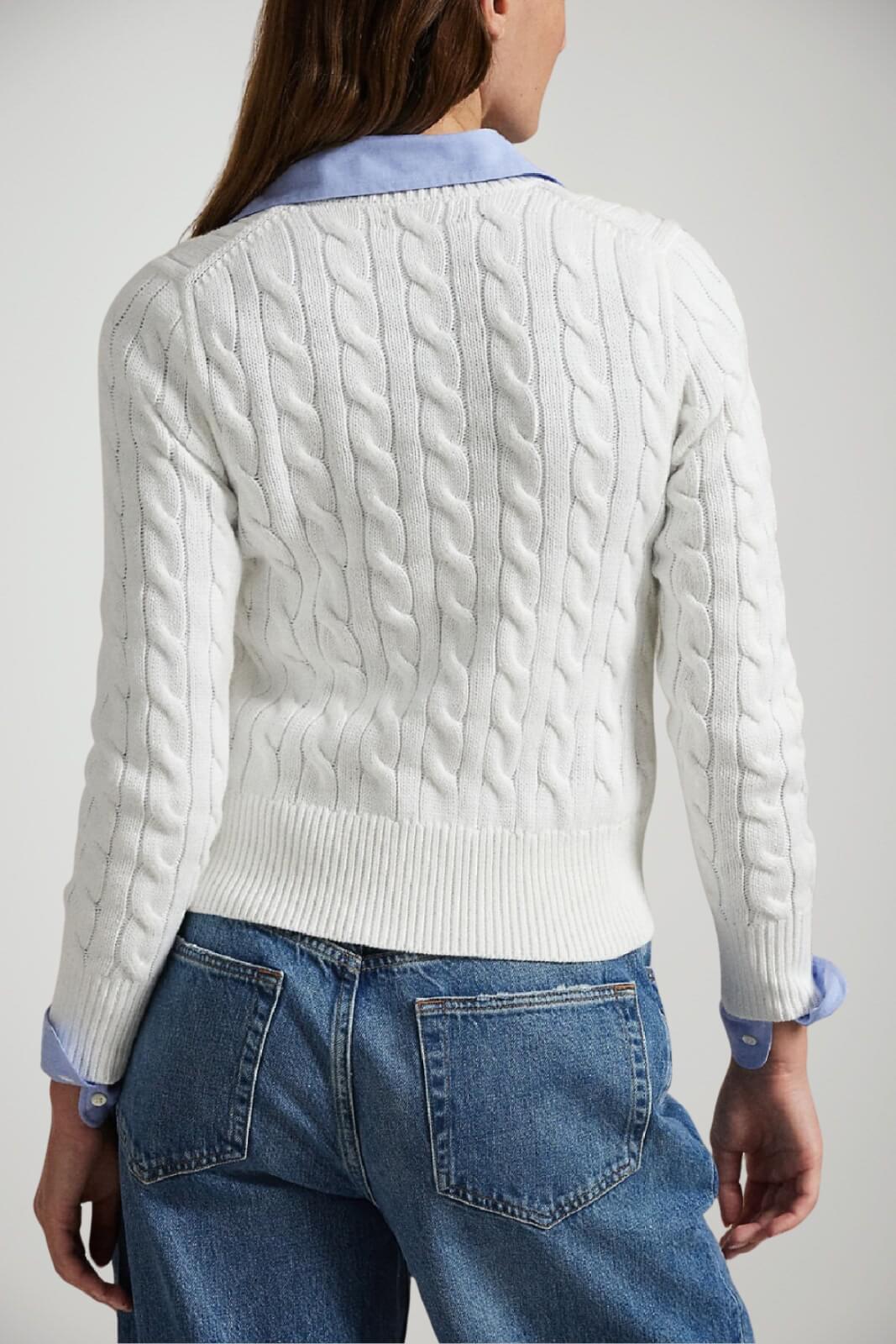 Polo Ralph Lauren Cardigan Donna a trecce / white