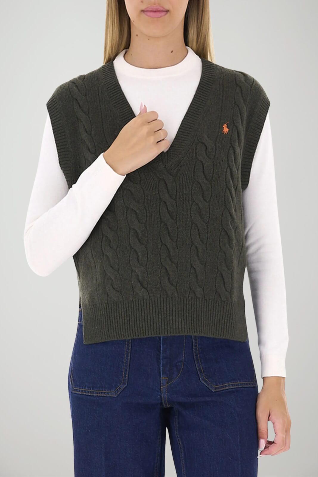 Polo Ralph Lauren Gilet Donna a trecce / Verde