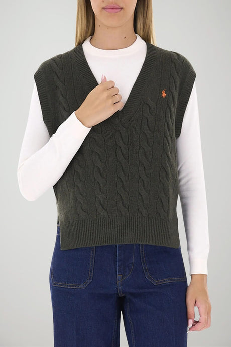 Polo Ralph Lauren Gilet Donna a trecce / Verde