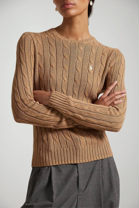 Polo Ralph Lauren Maglia Donna a trecce camel