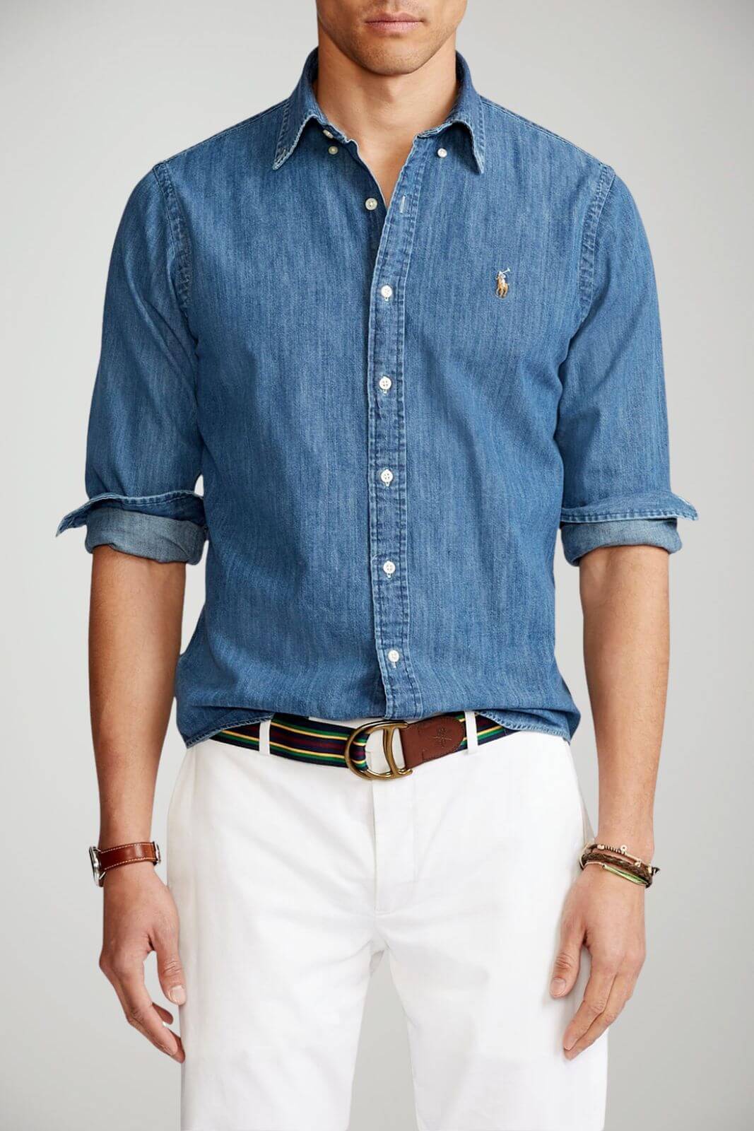 Polo Ralph Lauren Camicia Uomo in denim Custom Fit