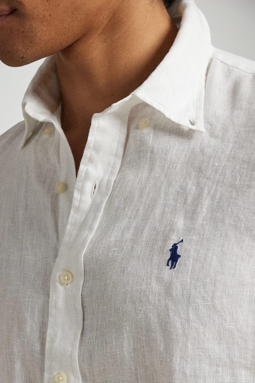 Camicia da uomo in lino Polo Ralph Lauren con logo ricamato