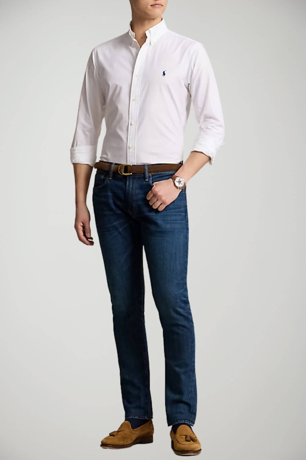 Camicia da uomo Polo Ralph Lauren in cotone custom fit outfit