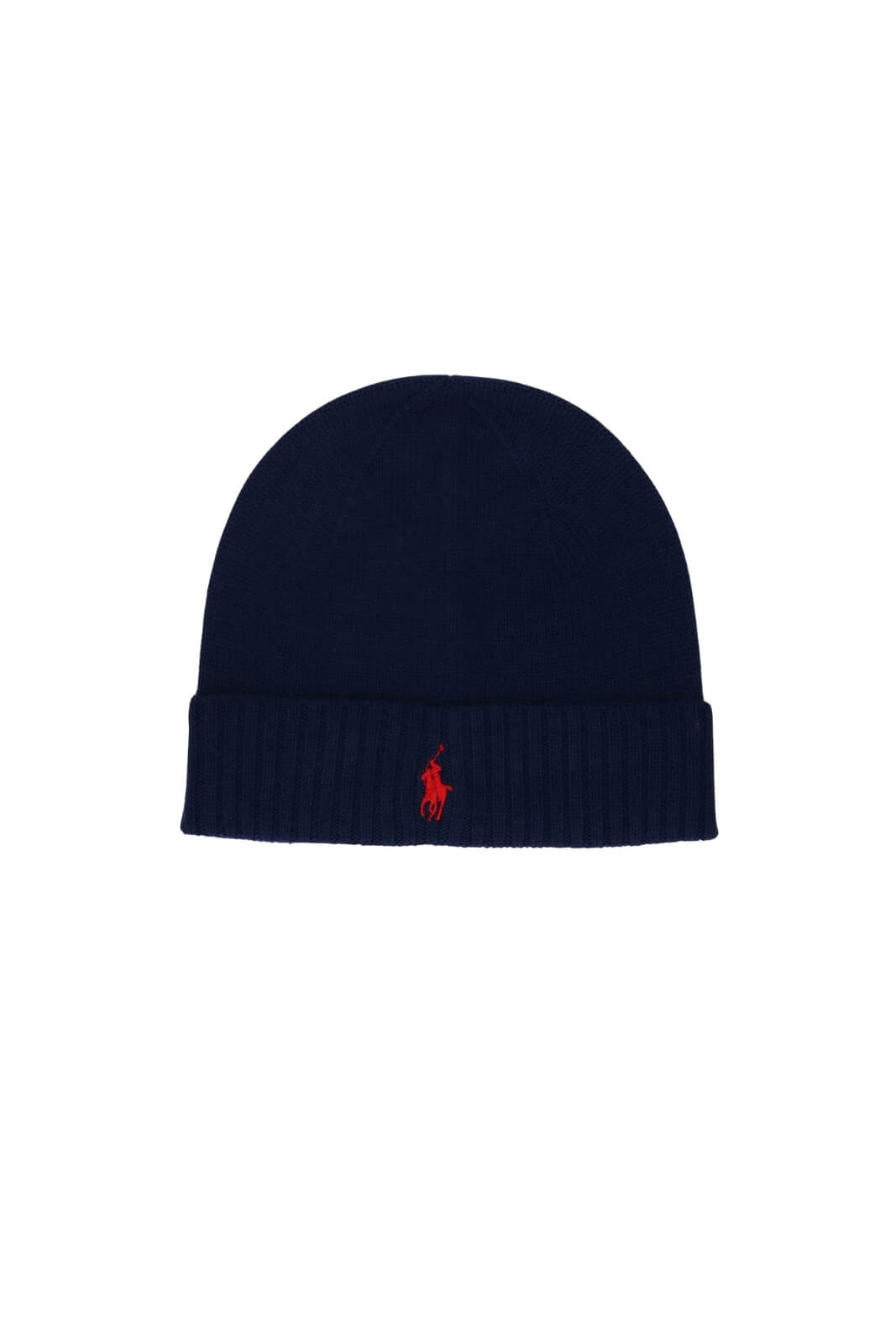 Cappello Polo Ralph Lauren in lana con logo e risvolto a coste fronte