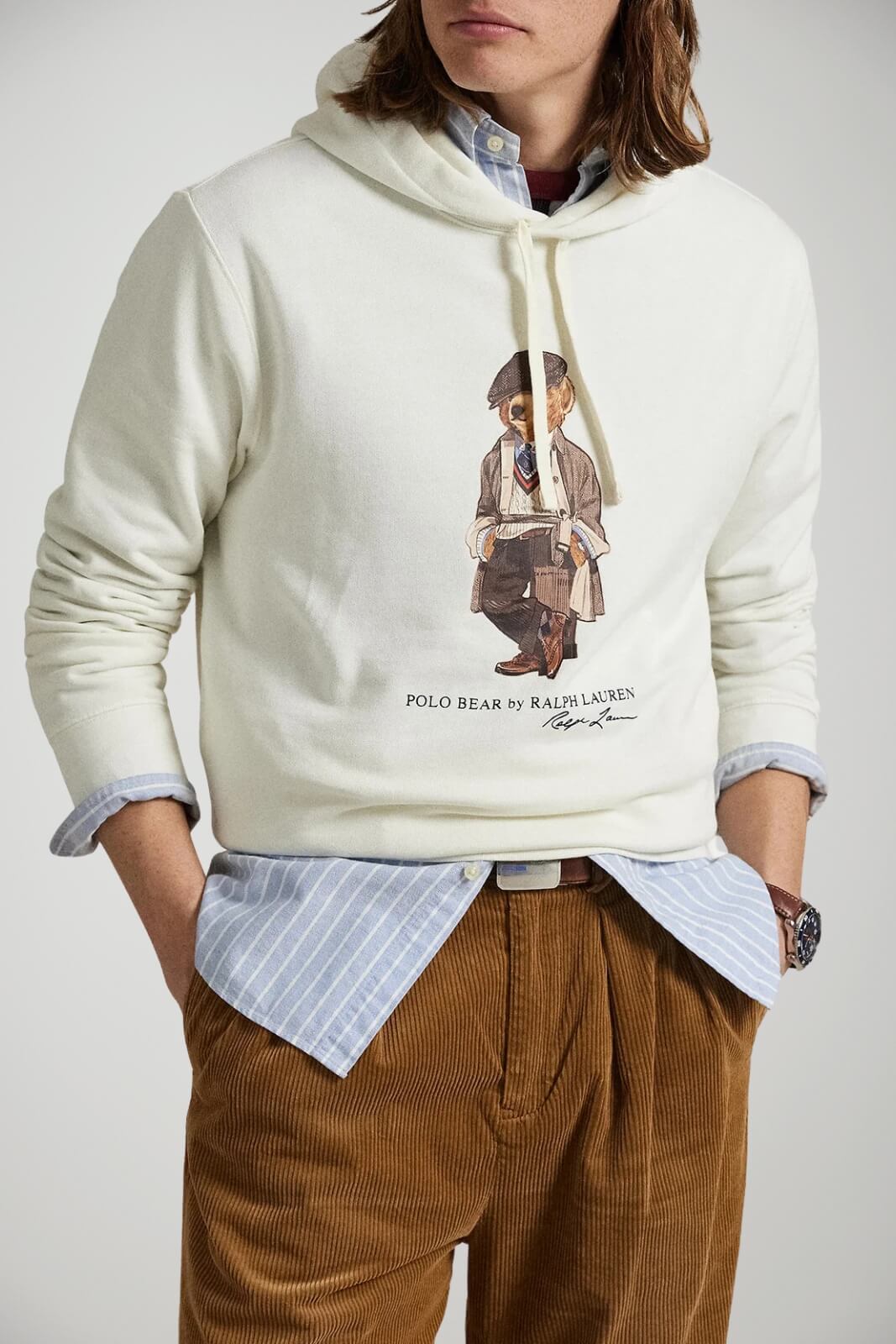 Felpa da uomo Polo Ralph Lauren con cappuccio e stampa Bear fronte 1