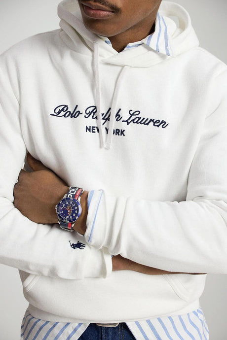 Polo Ralph Lauren Felpa Uomo con cappuccio e lettering / Bianco