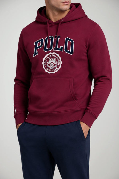Polo Ralph Lauren Felpa Uomo con cappucccio e maxi logo / Bordeaux