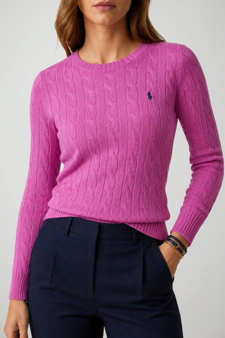 Polo Ralph Lauren maglia donna a trecce / Rosa Cardo