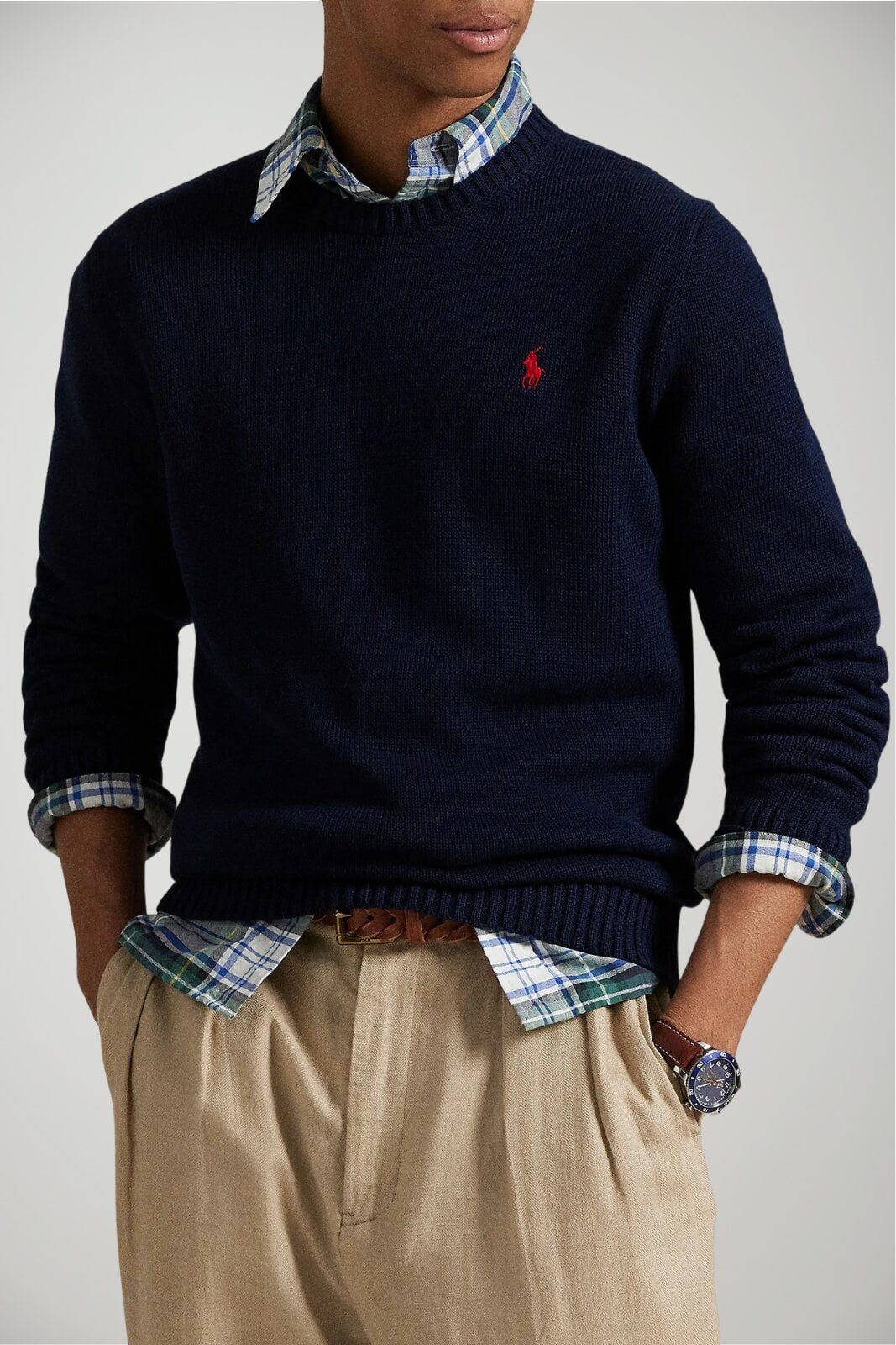 Maglia da uomo Polo Ralph Lauren in cotone a girocollo con logo fronte 1