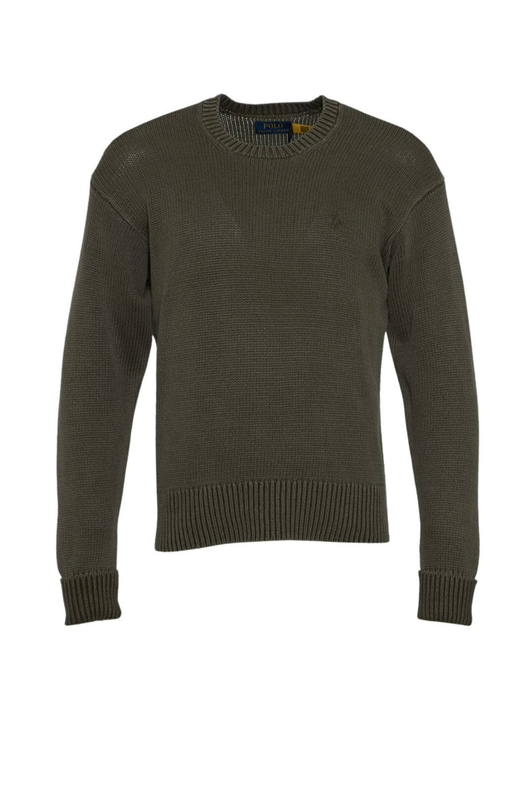 Maglia da uomo in cotone a girocollo con logo Polo Ralph Lauren fronte