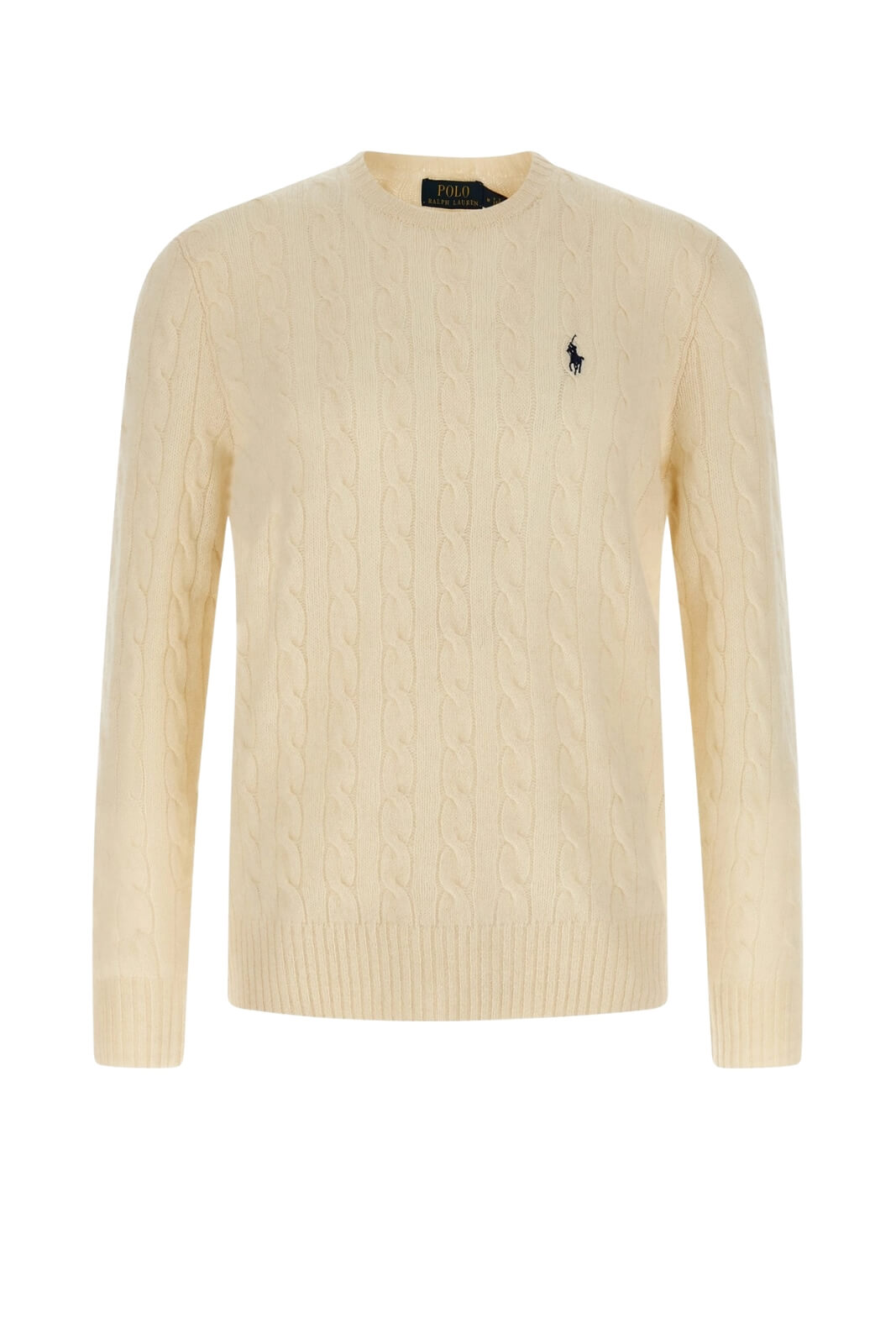 Maglione uomo Polo Ralph Lauren a trecce in lana e cashmere con logo fronte
