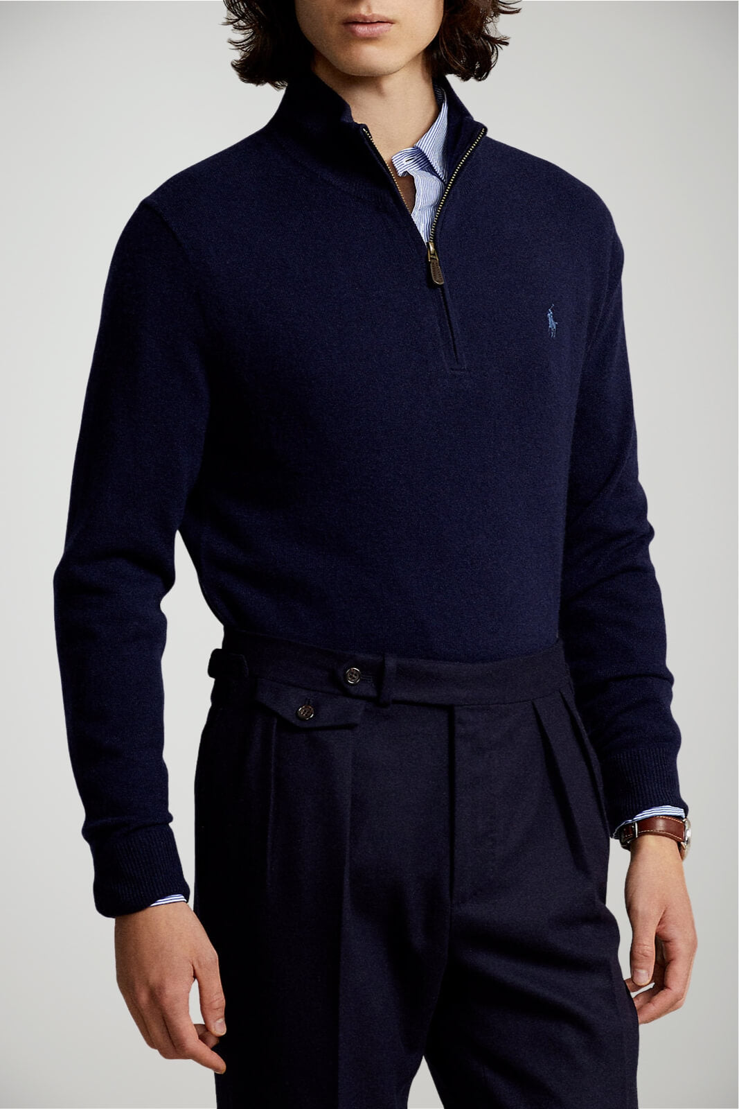 Maglia da uomo Polo Ralph Lauren collo alto mezza zip fronte 1