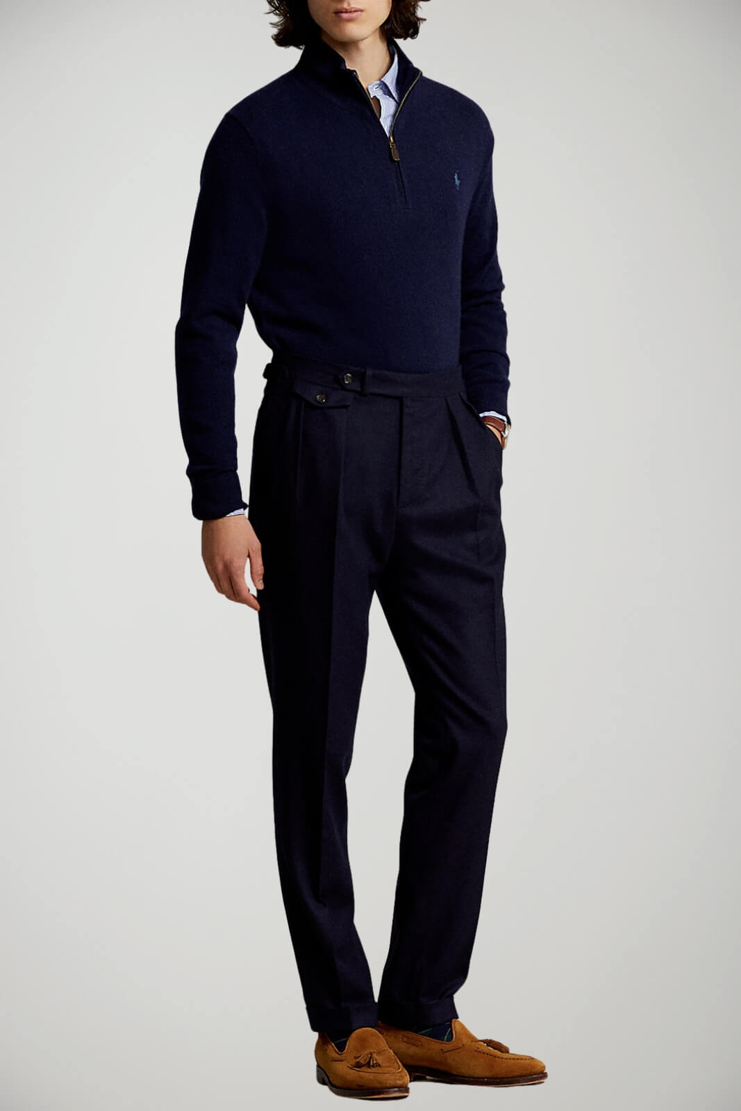 Maglia da uomo Polo Ralph Lauren collo alto mezza zip outfit