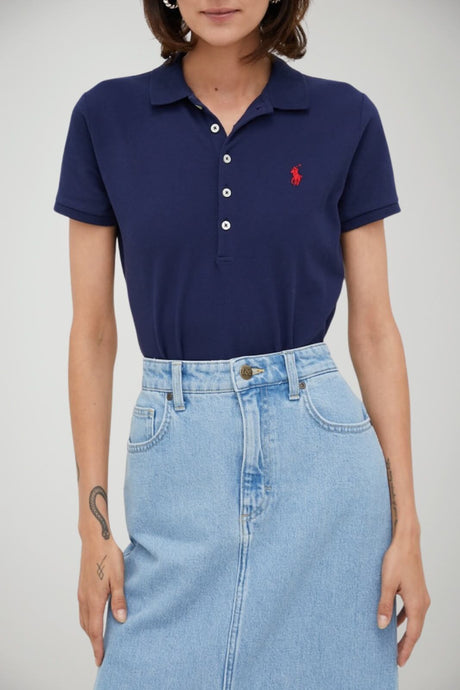 Polo da donna Polo Ralph Lauren in pique a maniche corte con logo