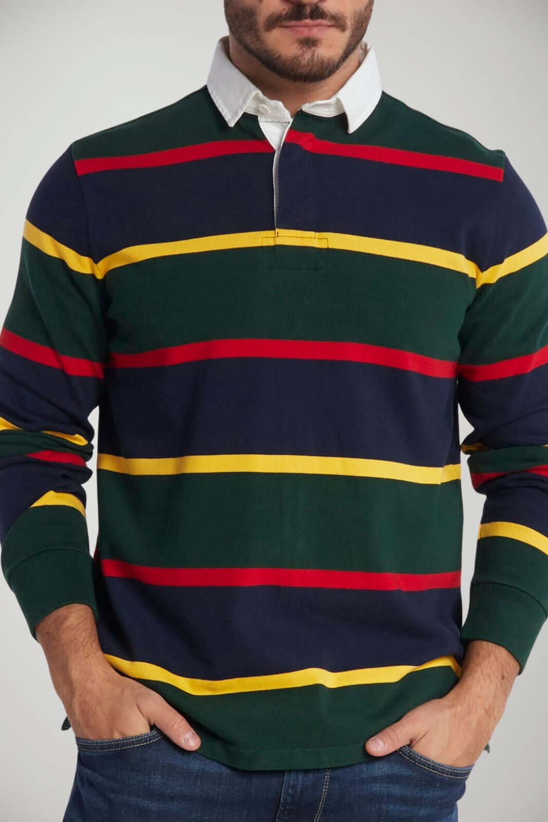 Polo maniche lunghe da uomo Polo Ralph Lauren a righe multicolore fronte 1