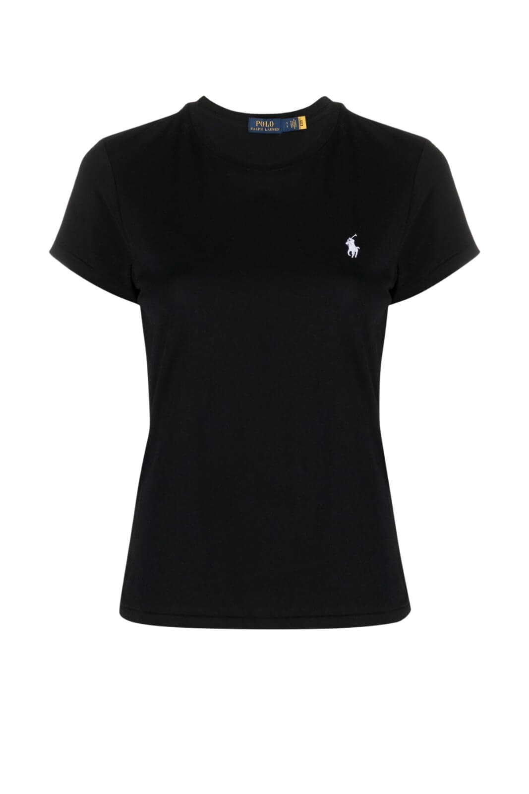 Polo Ralph Lauren T-shirt Donna in jersey nera con logo sul petto fronte