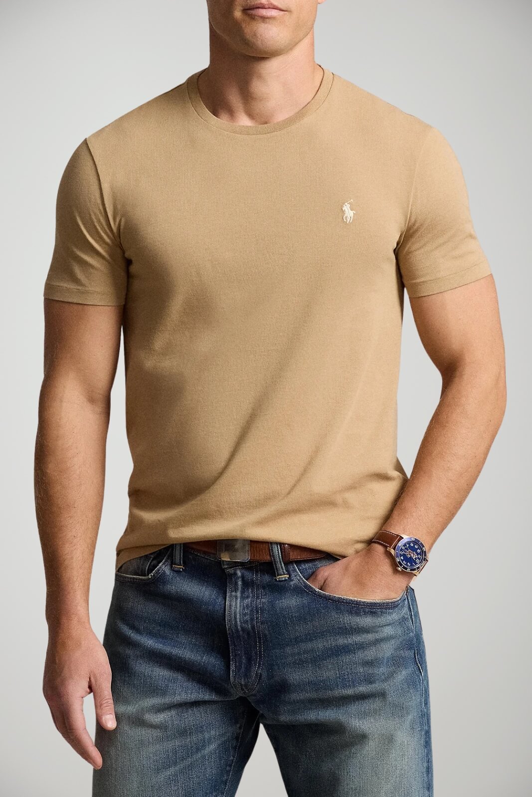 T-shirt da uomo Polo Ralph Lauren in cotone tinta unita fronte 1