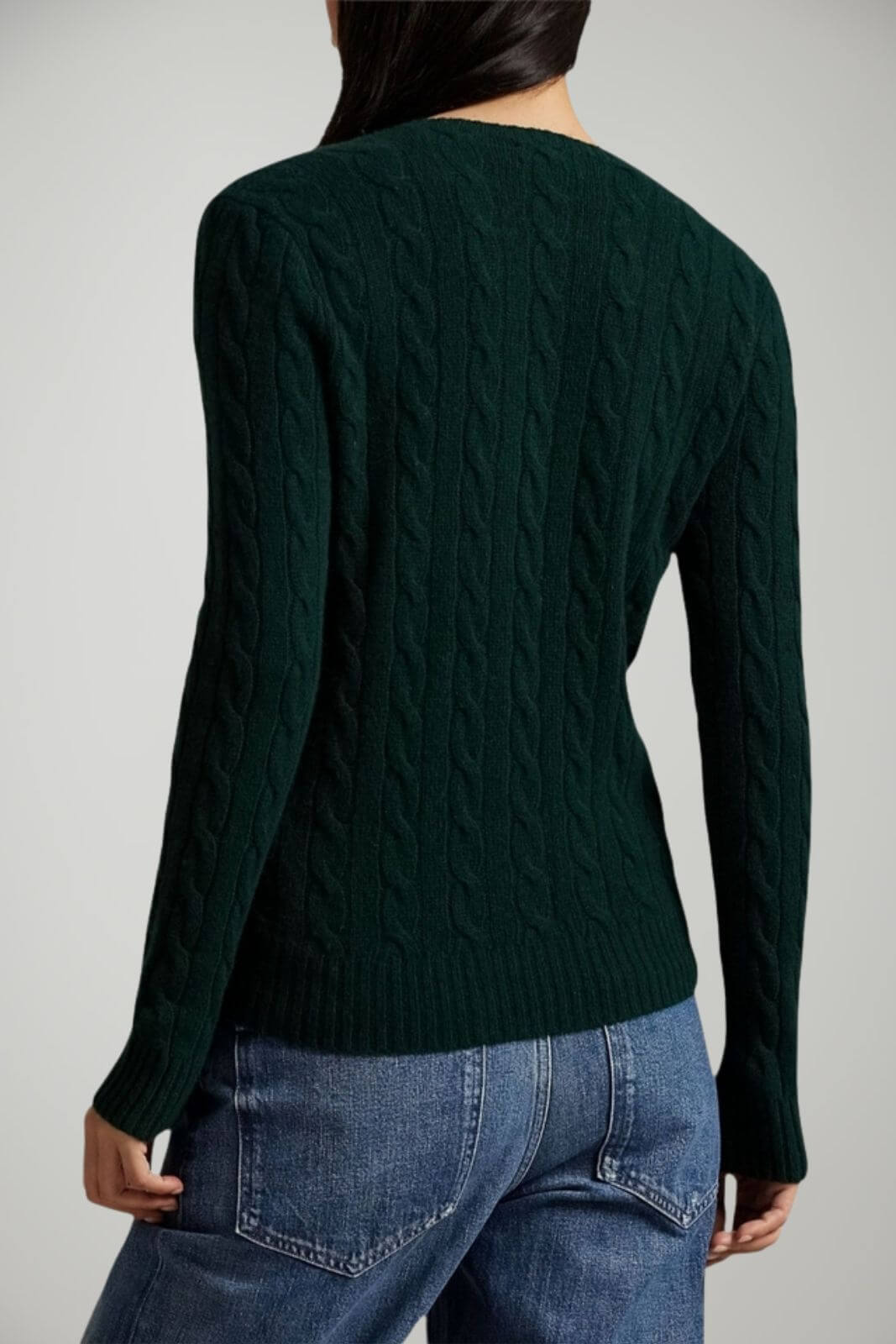 Maglione da donna Polo Ralph Lauren a trecce girocollo con logo retro