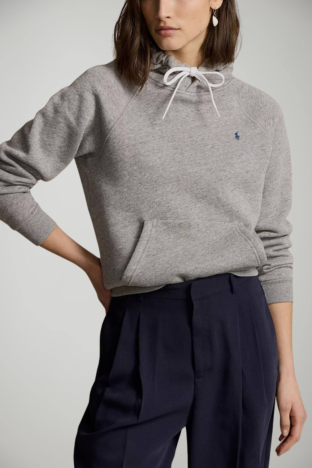 Felpa da donna Polo Ralph Lauren con cappuccio coulisse e logo fronte 1