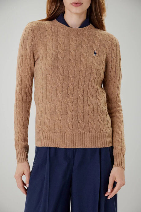 Maglione da donna Polo Ralph Lauren in misto lana e cashmere a trecce fronte 1