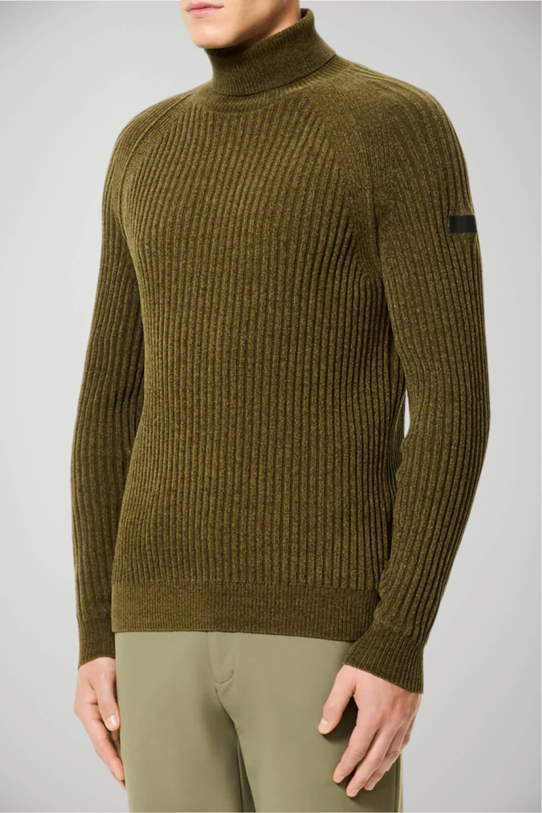 Dolcevita da uomo RRD in velluto con logo al braccio fronte 1