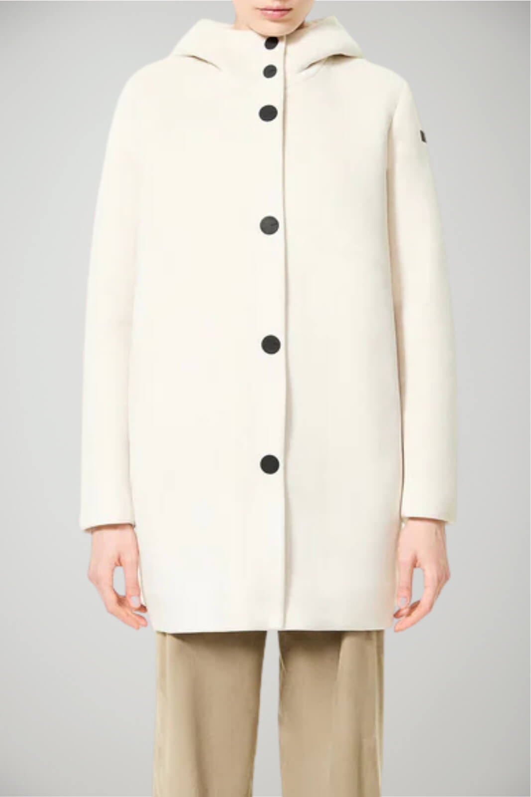 Parka da donna RRD in velluto con cappuccio e logo al braccio fronte 1