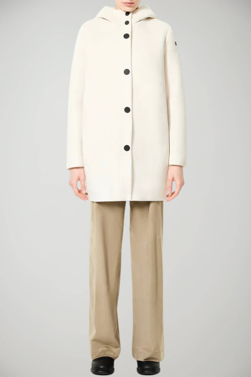 Parka da donna RRD in velluto con cappuccio e logo al braccio outfit