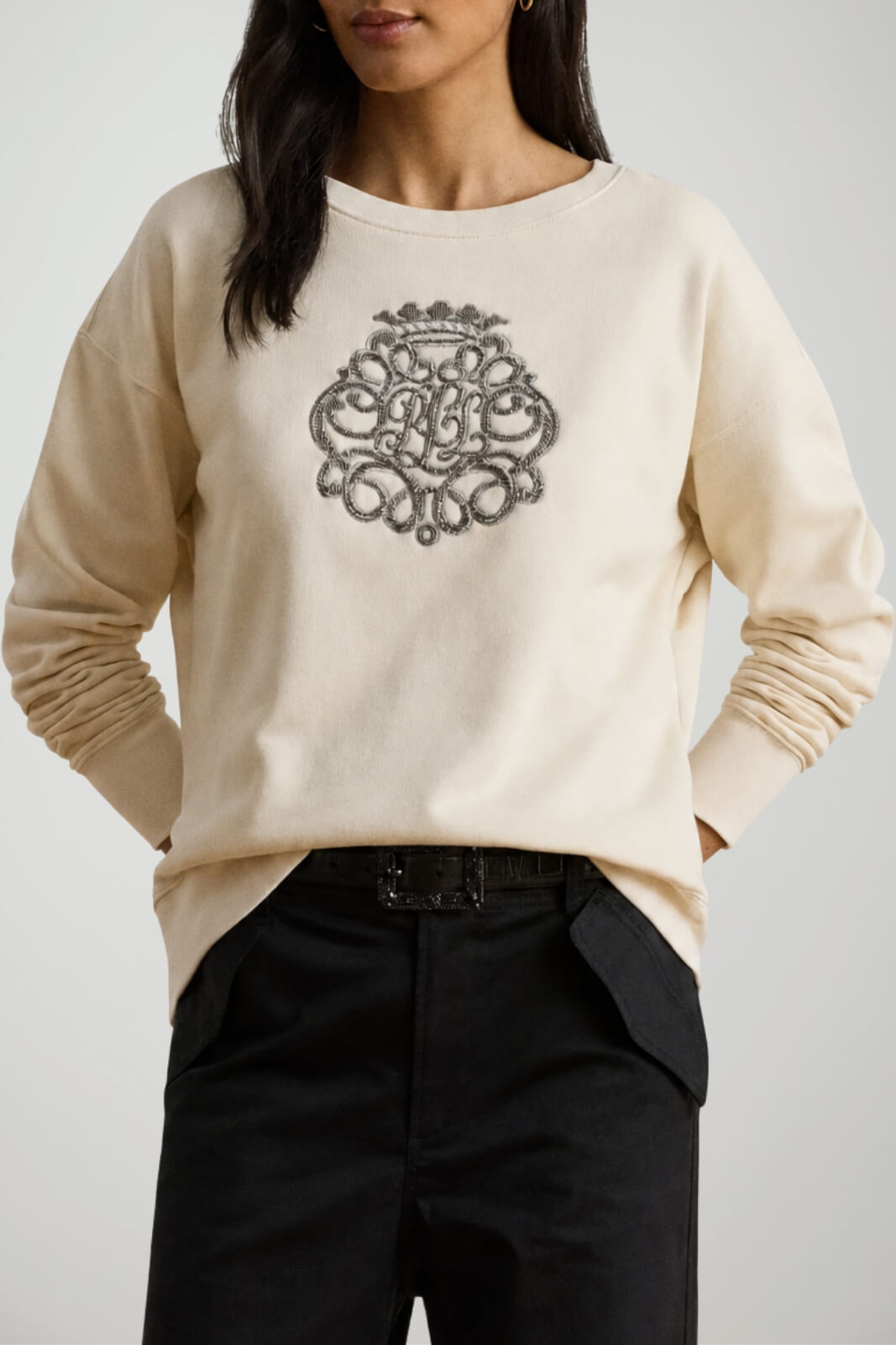Ralph Lauren Felpa Donna con Maxi Decorazione Centrale