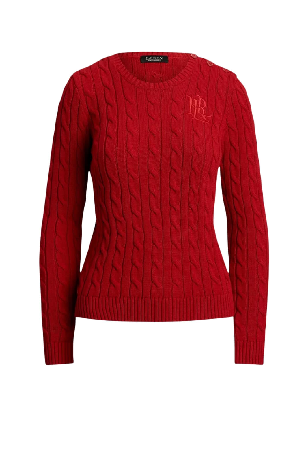 Ralph Lauren Maglia Donna a Costine con Bottoni Laterali al Collo