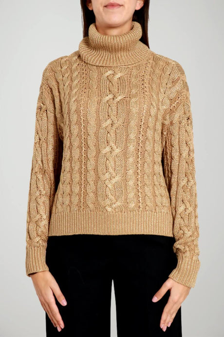 Ralph Lauren Maglia Donna Dolcevita Trecce in Lurex