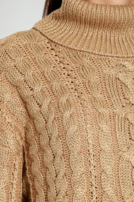 Ralph Lauren Maglia Donna Dolcevita Trecce in Lurex