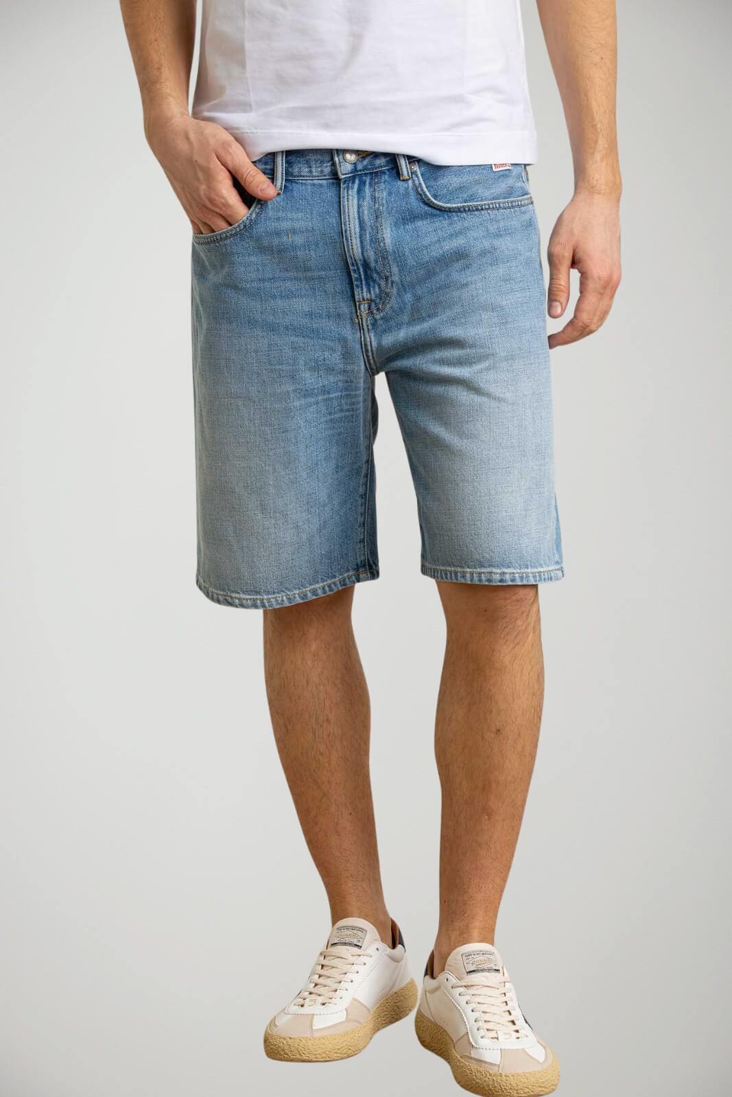 Bermuda in denim Roy Roger's da uomo cinque tasche color denim