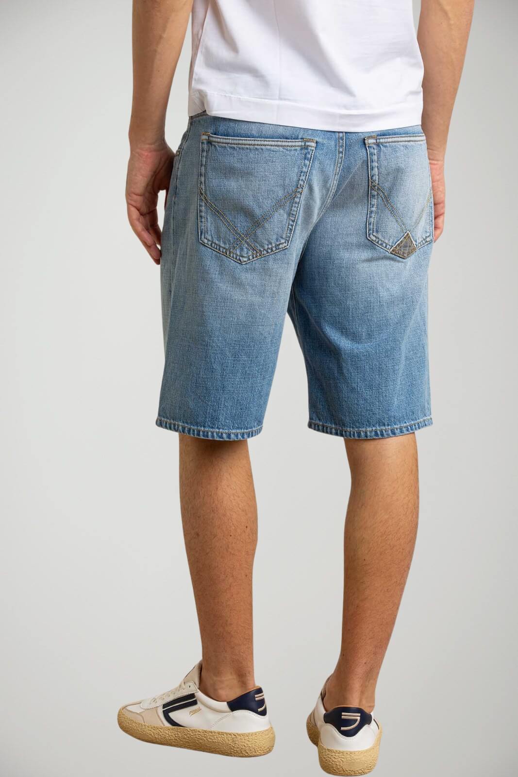 Bermuda in denim Roy Roger's da uomo cinque tasche color denim