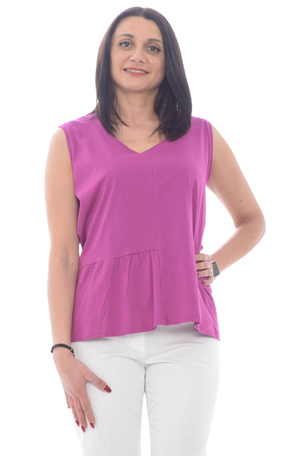 Manila Grace Women's T Shirt with Ruffle