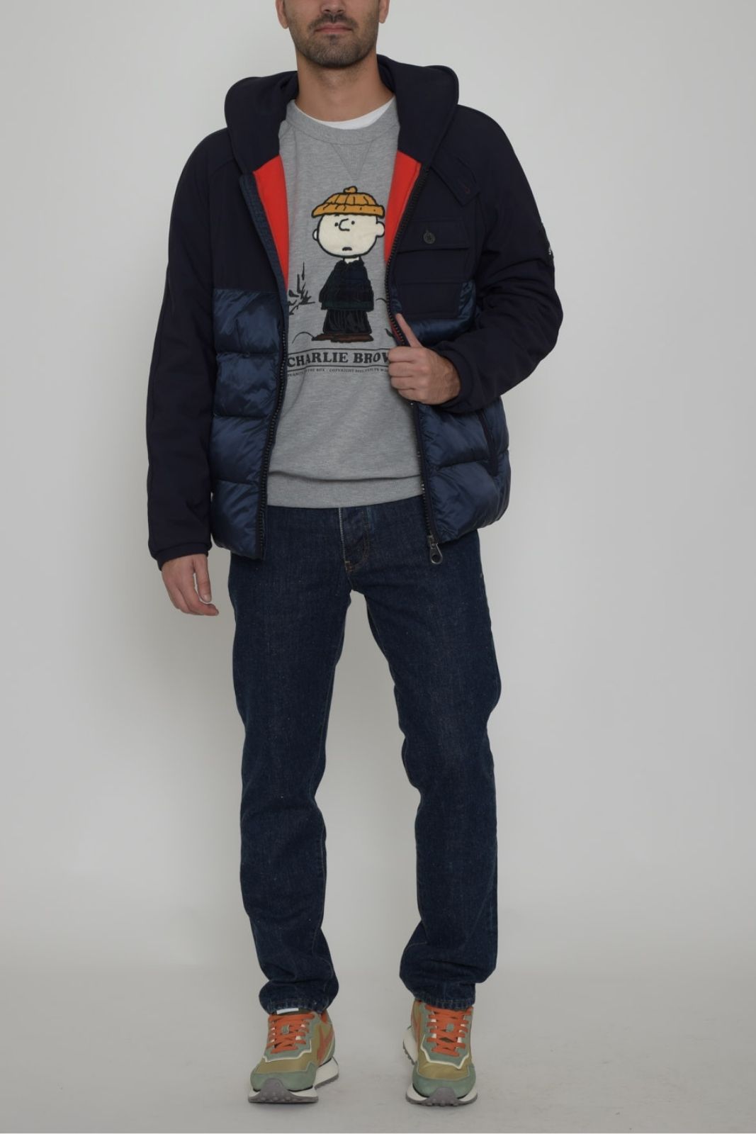 Star Point Men's Down Jacket with High Collar
