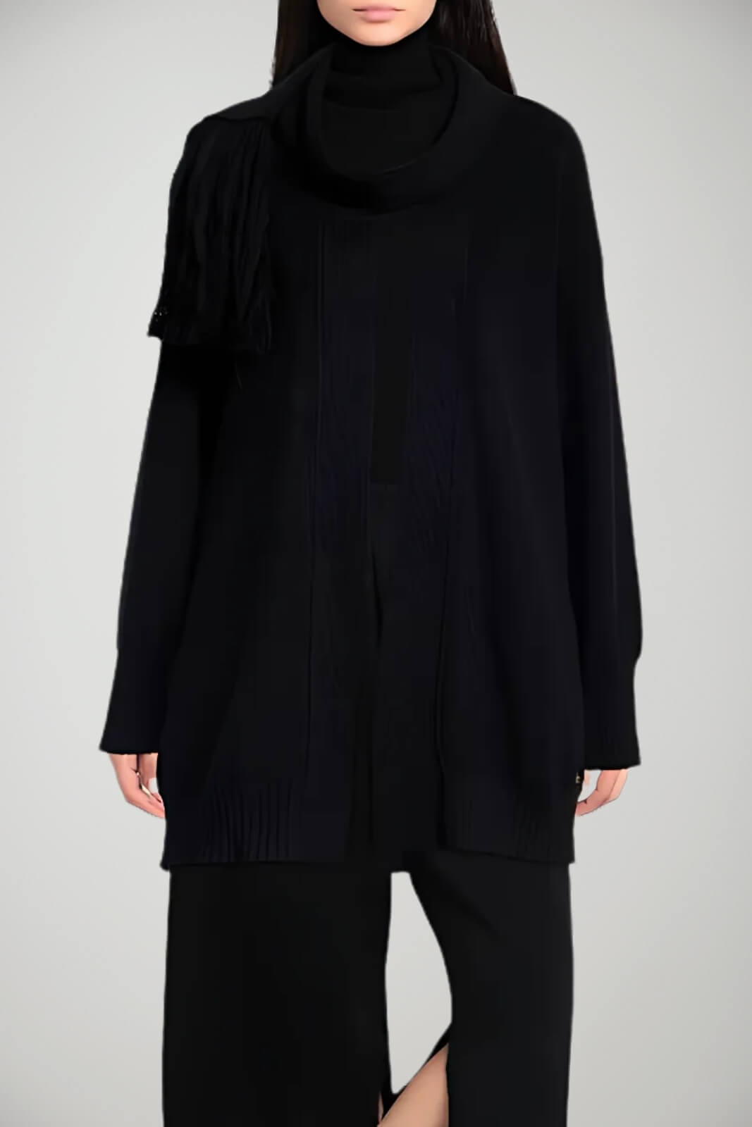 Cardigan da donna Simona Corsellini con sciarpa integrata fronte 1