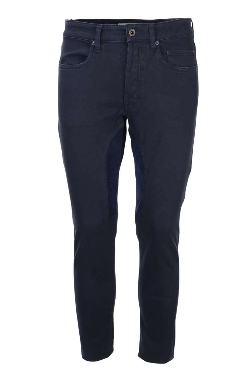 Pantaloni da uomo Siviglia in gabardina con toppe in alcantara fronte