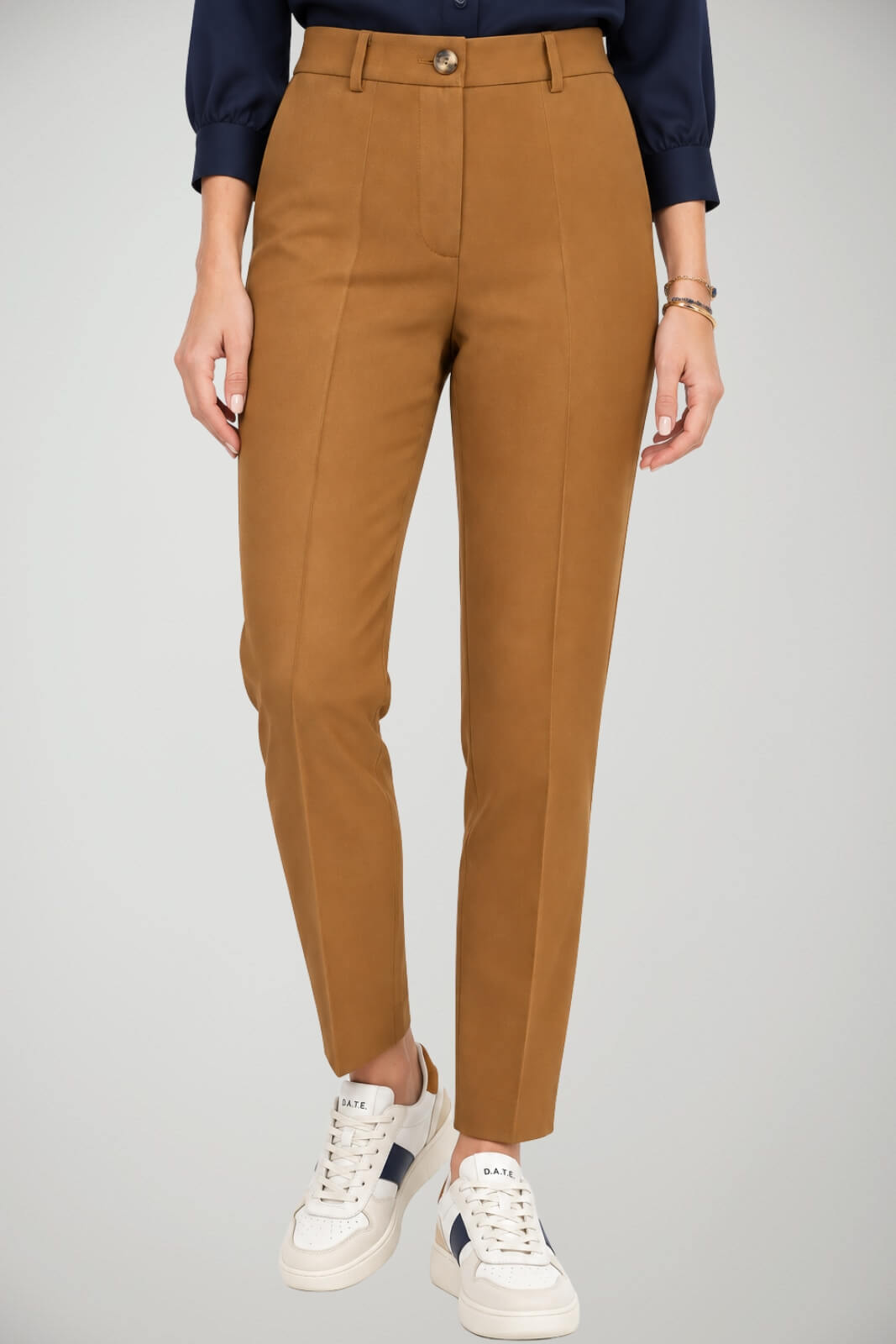 Solotre Pantaloni Donna Vita Alta in Crepe
