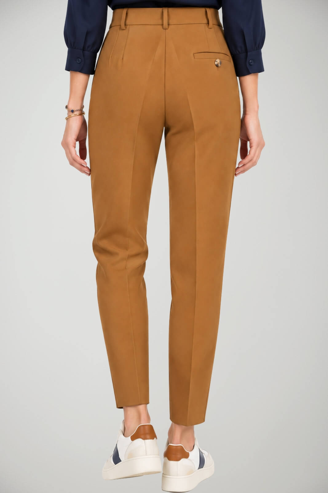 Solotre Pantaloni Donna Vita Alta in Crepe