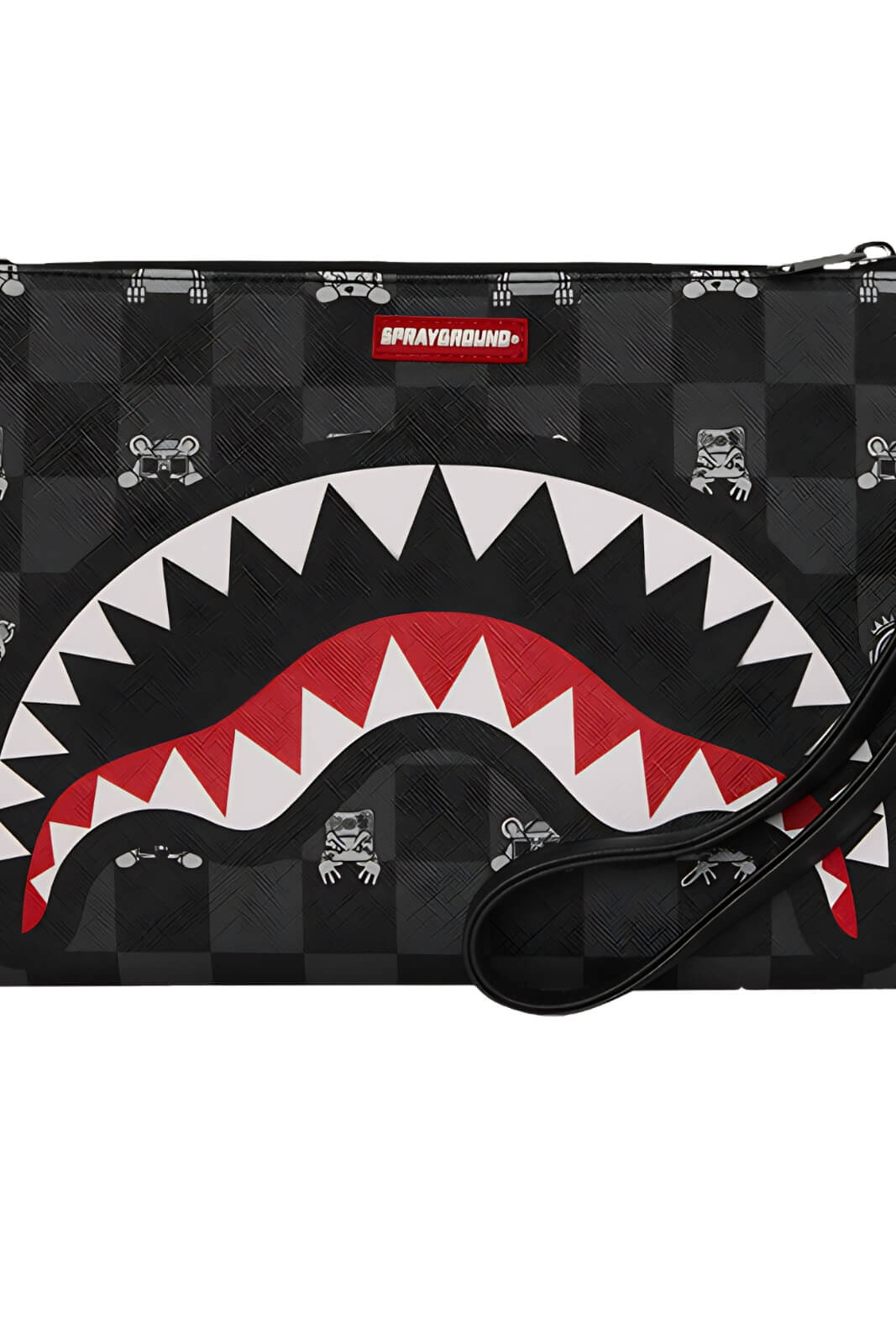 Sprayground Pochette Gray Peeking Check Crossover Clutch