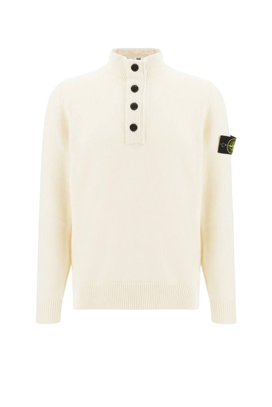 Maglia da uomo Stone Island in misto lana a collo alto fronte colore avorio