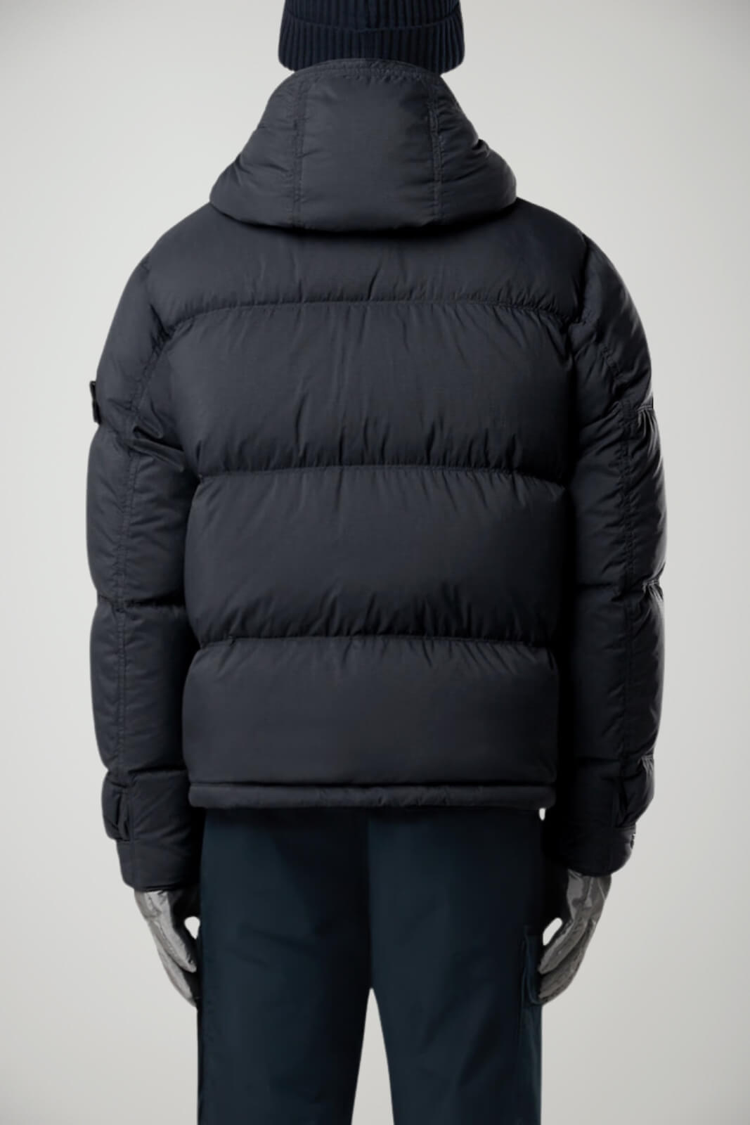 Piumino da uomo Stone Island in ripstop cordura con cappuccio