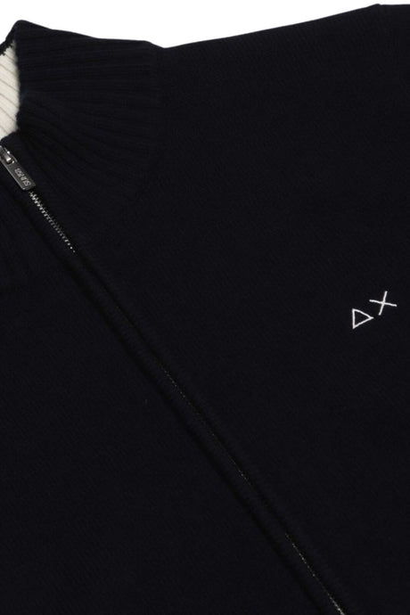 Sun68 Cardigan Uomo Zipper in Misto Lana Merino e Cashmere