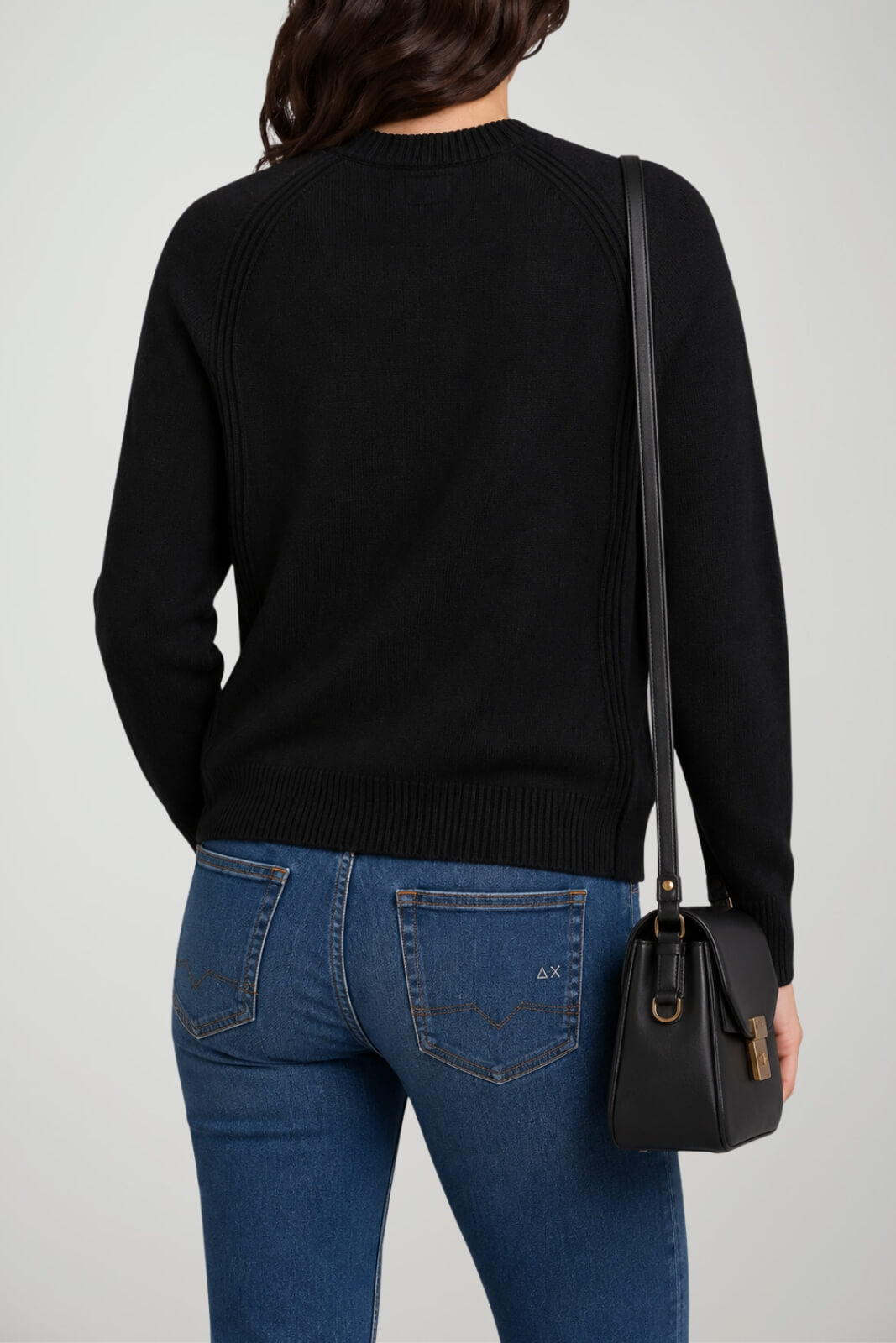 Sun68 Maglia Donna con Orli a Costine con Misto Lana Merino