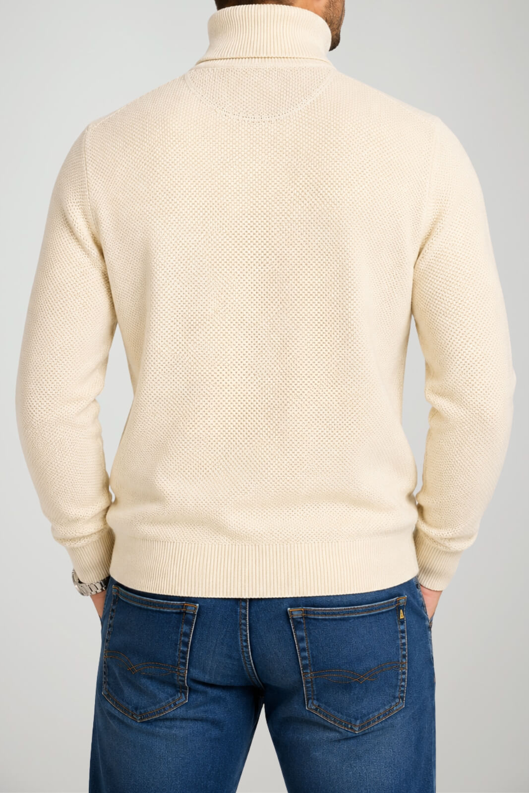 Sun68 Maglia Uomo Dolcevita Punto Riso in Misto Lana Merino e Cotone