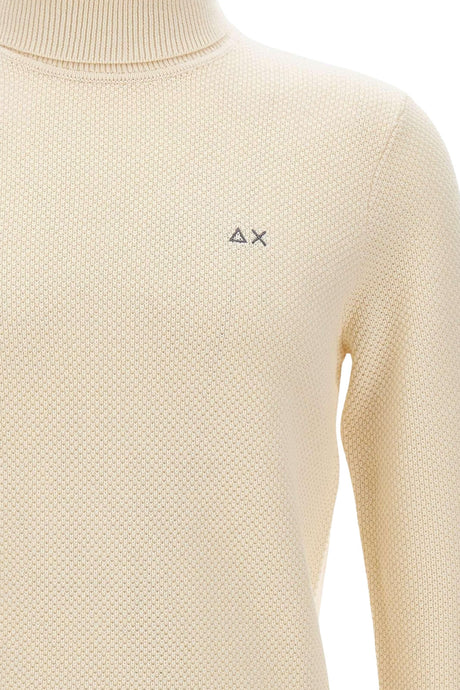Sun68 Maglia Uomo Dolcevita Punto Riso in Misto Lana Merino e Cotone